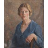 English School (20th Century) Portrait of a seated Lady in blue dress, circa 1920s oil on canvas, 61