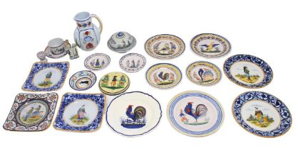 A collection of mainly early 20th Century French Quimper faience pottery to include: three square