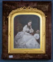 Victorian School, Portrait of the Lady Lucy Drury-Lowe, photograph hand tinted on copper plate, 23 x