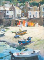 Mike Connley (British Contemporary) A corner of Mousehole Harbour oil on board, 39.5 x 28cm