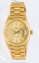 Rolex- a gentleman's 18ct gold DateJust Oyster Perpetual wristwatch, comprising a signed gold tone