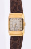 A Worden & Co Plymouth gentleman's 9ct gold wristwatch, circa 1930's, comprising a square signed