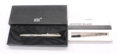 A Mont Blanc Meisterstuck silver (925) ballpoint (rollerball) pen, boxed and with replacement