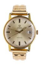 Omega- a gents vintage gold plated Automatic wristwatch, comprising a signed round champagne dial