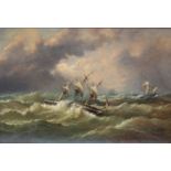 John Moore of Ipwich (1820-1902) Stormy seas of the Suffolk coast oil on canvas, 59 x 90cm signed