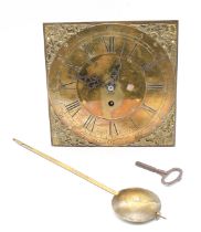 A longcase fusee clock movement, on a long case dial, in the style of Joseph Knibb (reproduction)