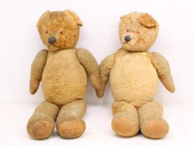 Bears: A pair of vintage, early-to-mid 20th century bears, pads to both hands and feet, stitched