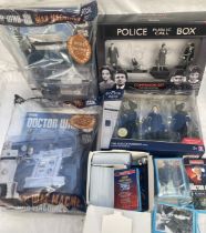 Doctor Who: A collection of assorted trading cards; Eaglemoss War Machine, two examples; boxed