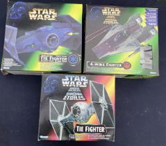 Star Wars: A collection of three boxed Kenner, Star Wars vehicles to include: Tie Fighter, A-Wing