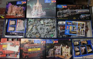 Puzzles: A collection of eleven boxed Puzz3D sets including: Orient-Express, London Bus, St. Basil's
