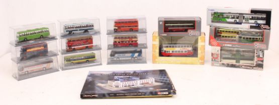 Corgi: A collection of fourteen (14) cased Corgi: The Original Omnibus Company vehicles. All