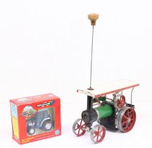 Mamod: An unboxed Mamod, Steam Tractor, TE1a, with steering rod and funnel, in generally good and