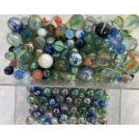 Marbles: A collection of assorted marbles, of varying size and design. Generally in good order.