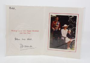 HRH Diana, Princess of Wales (1961-1997). An autograph Christmas & New Year card, [1989],