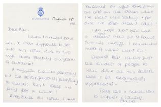 HRH Diana, Princess of Wales (1961-1997). An autograph letter signed by Diana in bold blue ink on