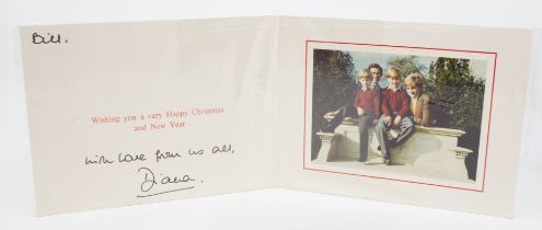 HRH Diana, Princess of Wales (1961-1997). An autograph Christmas & New Year card, [1990],