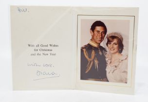 HRH Diana, Princess of Wales (1961-1997). An autograph Christmas & New Year card, [1981],