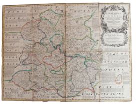 Bowen, Emanuel. Shropshire, c. 1760, hand-coloured, copper-engraved map on laid/chain-lined paper,