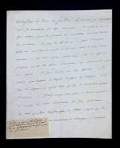 Napoleon Bonaparte (1769-1821). Manuscript letter dictated & signed by Napoleon, addressed to