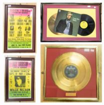 Rock n Roll Memorabilia - 2 x Framed Vintage style Posters plus a Gold vinyl lp Disc the Surfaris