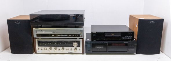 5 devices: 2 speakers; 1 box cables and bracket; 1 box of spares. Philips DVD VHS Player - Pioneer