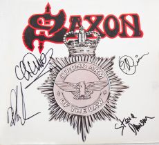 SAXON - Heavy Metal Band Saxon - Signed LP Record French pressing Strong Arm of the Law signed by