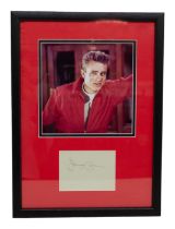 James Dean - Autograph - Signed in pencil on paper and mounted and framed with a full colour picture