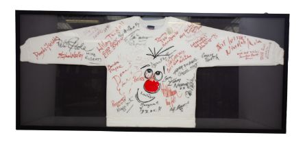 Comic Relief Genuine Vintage Signed Sweatshirt. Signed by various Stars in 1984 - Lenny Henry