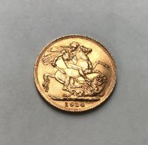 A George V 1914 Sovereign Please note this item is at our Derbyshire saleroom, DE65 6LS