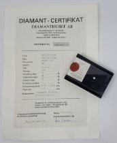 A round brilliant-cut diamond, in sealed perspex case with Swedish Diamanthuset AB certificate