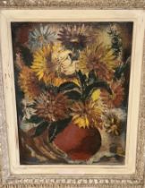 A large 20th cent impasto study of Sunflowers, 100cm x 84cm