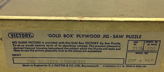 **WITHDRAWN**A Victory ''Gold Box'' plywood jig-saw puzzle of The Critics (Cowboys) - Image 3 of 3