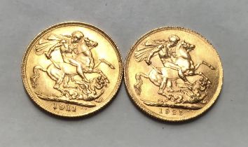 George V 1911 & 1925SA Sovereigns Please note this item is at our Derbyshire saleroom, DE65 6LS