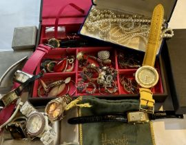 A collection of costume jewellery and watches. (qty)