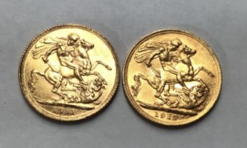 George V 1911 & 1912 Sovereigns Please note this item is at our Derbyshire saleroom, DE65 6LS