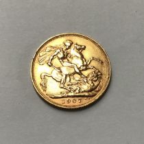 An Edward VII 1907 full Sovereign Please note this item is at our Derbyshire saleroom, DE65 6LS