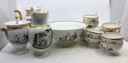 A 19th cent French Empire coffee service , to include a tea pot (lid missing), a milk jug, a sugar