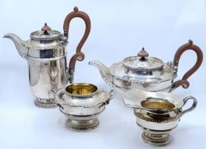 A four piece silver tea and coffee service, by James Dixon & Sons Ltd, Sheffield 1979, comprising