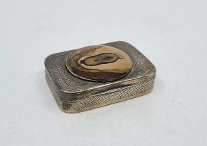 A George III silver rectangular snuff box, by Joseph Ash I, London 1808, engine turned with Greek