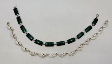 A Norwegian silver gilt and white guilloche enamel choker necklace, each link stamped "Norway