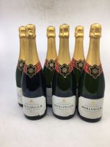 Bollinger special cuvee, 6x 75cl bottles. Foils all in mint condition.