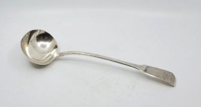 A George IV silver fiddle pattern ladle, by John Hawkins, London 1824, length 33.5cm. (252.5g)