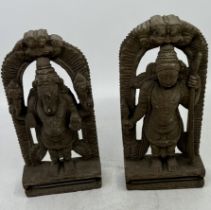 Two Indian carved stone fragments