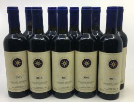 2001 Tenuta San Guido Sassicaia Bolgheri. 10x half bottles, good levels, 3 with soiled labels.