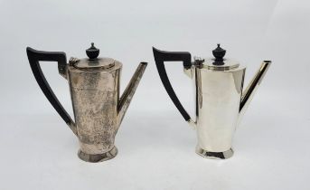 A pair of Art Deco silver coffee pots, by S Blanckensee & Son Ltd, Birmingham 1939-40, of reverse