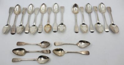 A set of six William IV silver fiddle pattern teaspoons, by Jonathan Hayne, London 1830, together