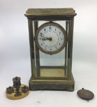 A 19th cent brass mantle clock