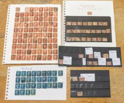 GB - Large Quantity of QV Penny Reds ( 3 Pages ) , 2d Blies ,and Bantoms , Many Unchecked for