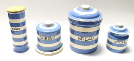 T G Green Cornish Ware. A collection of items comprising cheese dish, pasta jar, biscuit jar,