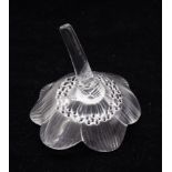 Lalique - A modern 'Anemone' shaped paperweight, having long stem and with 'Lalique' sticker to